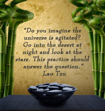 Do you imagine the universe is agitated? Go into the desert at night and look at the stars. This practice should answer the question. -Lao Tsu